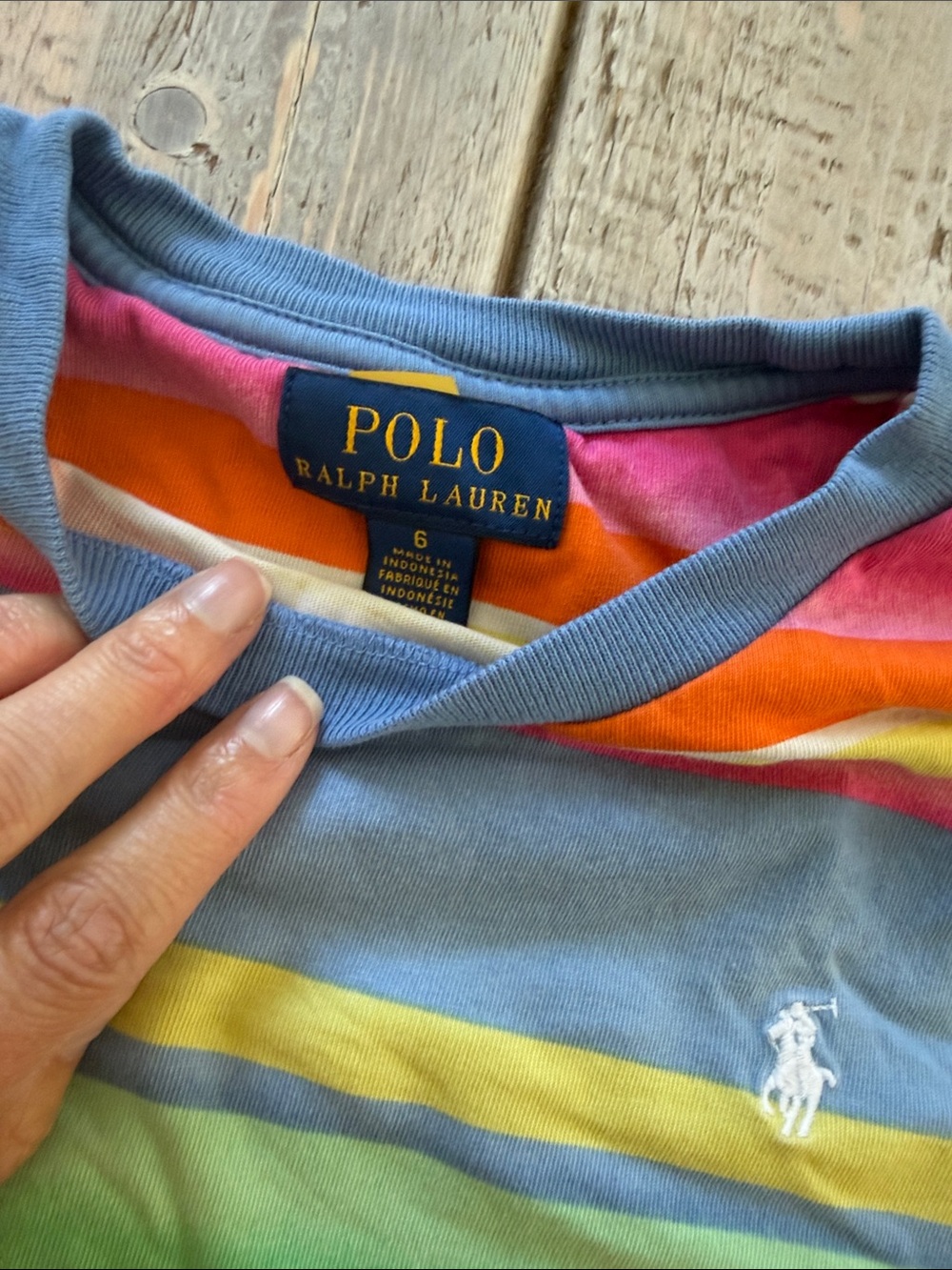 Polo by Ralph Lauren Kids Multicolor Striped Short Sleeve Tee size 6 - Picture 2 of 4